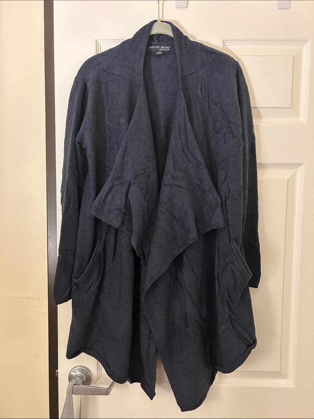 Barefoot Dreams Navy Open-Front Draped Cardigan